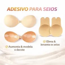 Sutiã Adesivo 2 em 1 Orelha de Coelho + Bojo Redondo, Invisível, Confortável e Levanta Seios