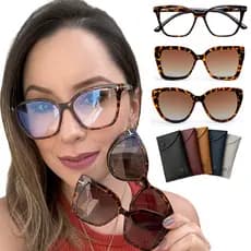 Óculos Premium Feminino Clip On 3 em 1 | Armação com Clip Solar Magnético | Polarizado UV400