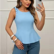 Estrela Fashion Regata feminina Alça Fina Casual Feminino 002110