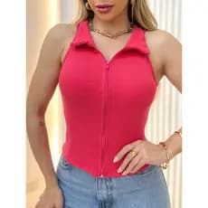 Estrela Fashion Regata Canelada com Zíper Feminino 00167