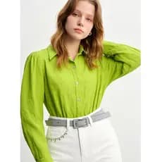 Estrela Fashion Camisa Social Manga Longa com Botões de coração Feminino Y1655