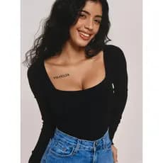 Estrela Fashion Blusa Feminina Manga Longa Decote Quadrado (P/M/G/GG) 00191 Blusa Manga Longa com Decote Quadrado