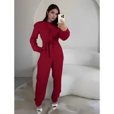 Estrela Fashion Macacão Com Botões Frontal e Cinto em tecido Feminino 204