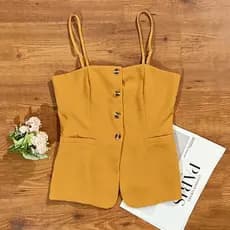 Blusa Feminina Alcinha com Botões Decote Abertura na Barra 00222