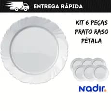 Kit 6 Pratos Rasos Pétala Opaline de Vidro -  Nadir