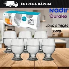 Jogo de Copos de Vidro Com 6 Peças 250ml - Paulista Nadir