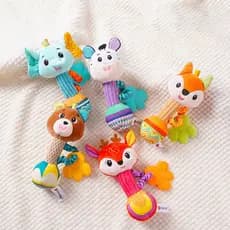 Sozzy teethers , Pequenos Palitos De Mão De Animais , Brinquedos De Guizo Bebê