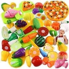 Kit Comidinhas de Cozinha com Velcro - Frutas e Educativo Legumes de Brinquedo Interativo Pedagógico