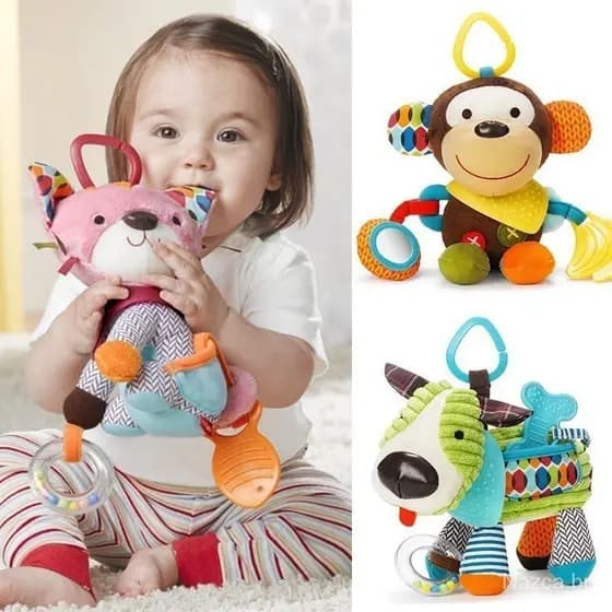 Pelúcia Sensorial interativa para bebê Conforto de criança berço chocalho Infantil elefantinho