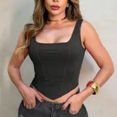 MODA LUA Blusa Cropped Feminino Tipo Corset 00184
