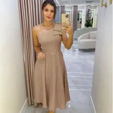 MODA LUA Vestido midi Nula Manga com Laço 00209