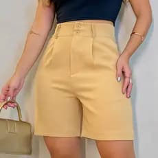 MODA LUA Bermuda Social Feminina Tipo Alfaiataria com Bolso 00185