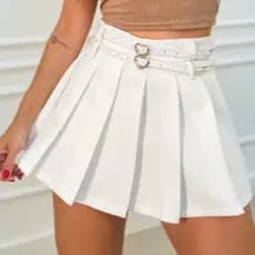 MODA LUA Mini Saia Feminina Plissada Com Forro Shortinho 00928