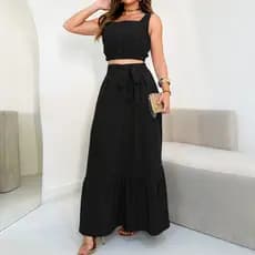 Conjunto Saia Longa e Cropped Regata 00908