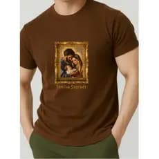 Camiseta Religiosa Sagrada Família Unissex algodão estampada Sagrada Família Fio 30.1 Moderna e estilosa