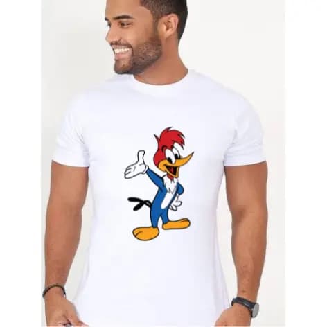 Camiseta Pica Pau unissex algodão estampada Camisa Fio 30.1 Personagem criativa