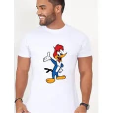 Camiseta Pica Pau unissex algodão estampada Camisa Fio 30.1 Personagem criativa