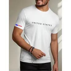 Camiseta Casual USA United States Unissex algodão estampada  Fio 30.1 Estilosa, Moderna