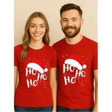 Camiseta Unissex Casual Natal Ho Ho Ho algodão estampada  Fio 30.1 Moderna, Merry Christmas