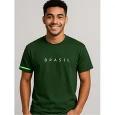 Camiseta Brasil Copa do Mundo Unissex Algodão Fio 30.1 Super Estilosa Moderna Casual Estampa Frente e Manga