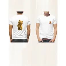 Camiseta algodão estampada Urso Camisa Fio 30.1  Casual Estilosa Estampada Frente e Costas