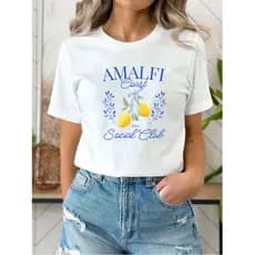 Camiseta Feminina Amalfi Coast Fruta Limão Lemon Verão Algodão Fio 30.1 Estampada Estilosa, Moderna ,Tendência Lemon