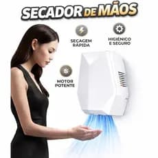 Secador de Mãos Automático Sensor Inteligente | Jato de Ar Ultra Rápido e Potente | Econômico e Sem Contato
