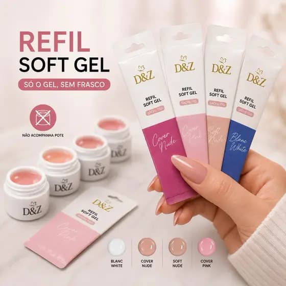 Refil Gel Hard Control D&Z 15g Gel Construtor para Alongamento de Unhas | Alta Resistência, Autonivelante e Profissional