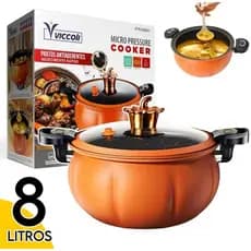 Panela Caçarola de Micro Pressão 8 Litros Abóbora 28cm Antiaderente Indução Cozinha