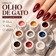 Esmalte Olho de Gato 3D Magnético UV/LED Bella Rosa Gel Cat Eye Profissional Alta Durabilidade Brilho Espelhado
