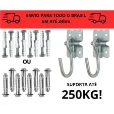 suporte para rede de descanso gancho armador com chumbadores ou parafusos e buchas 250kg