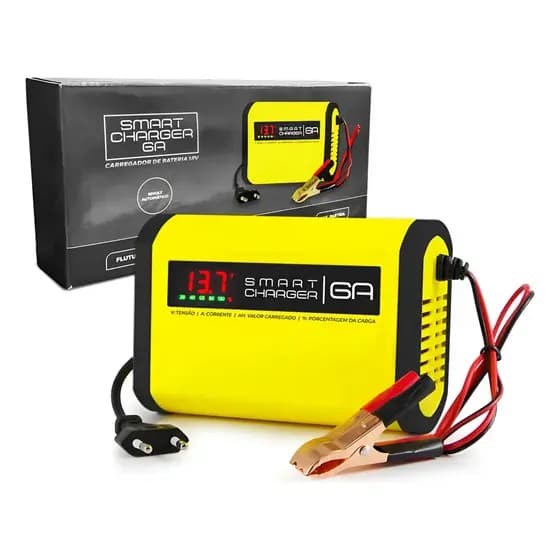 Carregador Bateria Display Portátil 6a Bivolt 12v Carro Moto