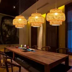 Lustre Pendente Led Bambu Teto Moderno Externa Rustico
