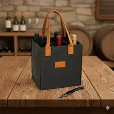 Bolsa Porta Vinhos Elegante Bag Com Divisórias Alça De Couro