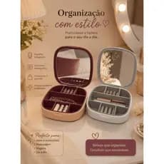 Mini Porta-Joias com Espelho Portátil e Organizador