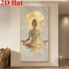 Quadro Decorativo Yoga Meditação Budismo Dourado Moderno Zen