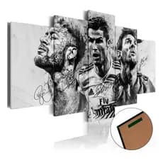 Kit 5 Quadros Decorativos Mosaico Futebol Astros Neymar Cr7 Messi Para Sala Quarto Escritório