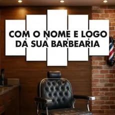 Quadro Decorativo Barbearia “Com o nome e a logo da sua barbearia” (5 peças) em MDF