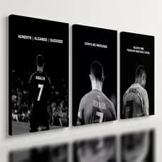 Kit 3 - Quadro Cr7 Motivação Cristiano Ronaldo Mdf Tratado
