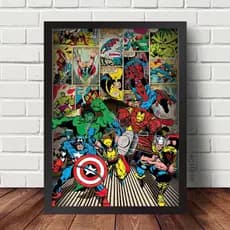 Quadro Decorativo Super-Herois Marvel Hulk Homne de ferro Wolverine Capitão America
