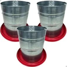 Kit 3 Comedouro Tubular 5Kg Galvanizado Aves Galinhas Codornas Pintinhos