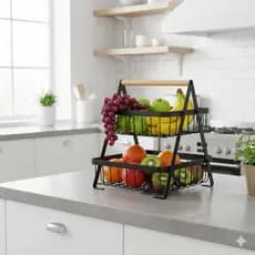 Fruteira de Mesa Articulada em Aço Inoxidável 2 Andares - BM-F1112