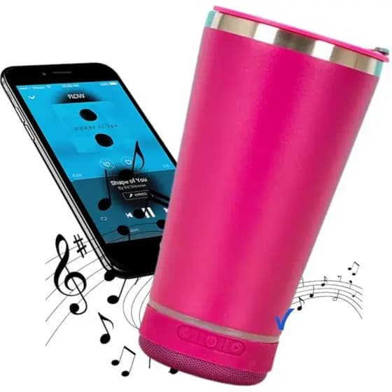 Copo Térmico Som Led Bluetooth TAMPA com ABRIDOR (420 ml)