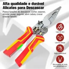 Alicate Decapador 9 em 1 Multifuncional Crimpador Cortador Fios Profissional