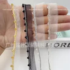 Renda de cristal preta de 3mm, acessório para decote de vestido e de noite e decoração de punhos, fita preta com contas.