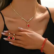 Zircão gota de água conjunto jóias brilhante strass colar brincos pulseira feminino luxo acessórios festa casamento