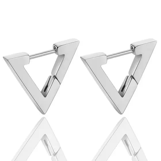 "Brinco Triangular em Aço Inoxidável – Design Minimalista e Antialérgico"