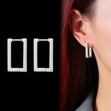 "Brinco Retangular em Aço Inoxidável – Design Minimalista e Antialérgico"