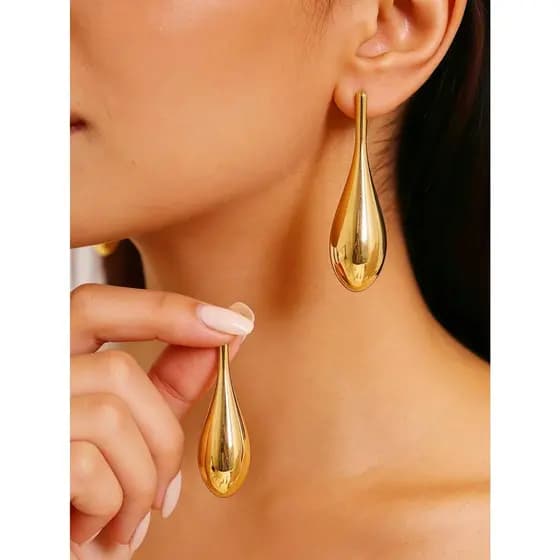 Brincos grandes e compridos em forma de gota, hipoalergénicos, joias elegantes para senhora, ideais para o dia a dia
