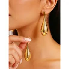 Brincos grandes e compridos em forma de gota, hipoalergénicos, joias elegantes para senhora, ideais para o dia a dia